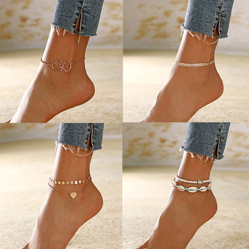 XIYANIKE 2019 Vintage Gold Silver Color Multilayer Anklets For Women Bohemian Star Shell Beads Leaves Anklet Bracelet DIY Boho XIYANIKE 2019 Vintage Gold Silver Color Multilayer Anklets For Women Bohemian Star Shell Beads Leaves Anklet Bracelet DIY Boho