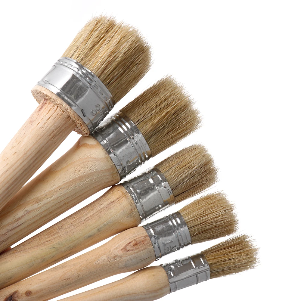 1PC Wood Large Brushes with Natural Bristles Chalk Paint Wax Brush for Painting or Waxing Furniture Stencils Folk art Home Decor roller cover