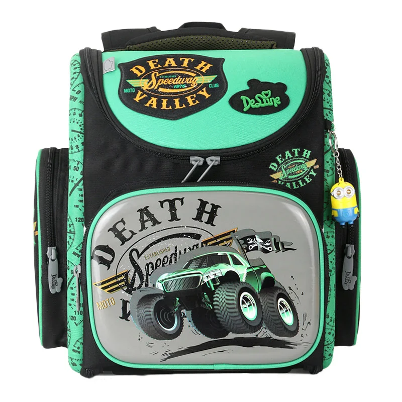 

Delune Cartoon School Bag Children Orthopedic School Backpack For Boys Tank Pattern Backpacks Student Mochila Escolar Grade 1-4