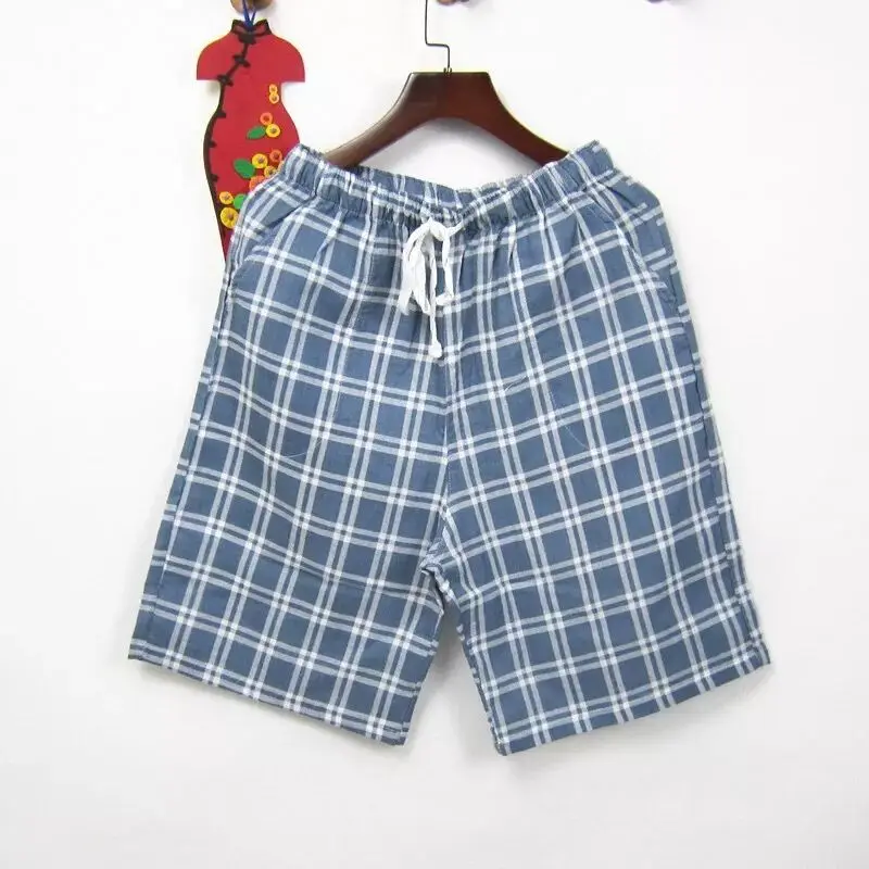 Various Summer Plaid Short Sleep Bottoms Women Men Sleepwear Pants Soft Home Shorts Couple Casual Pajamas Pants Beach Trousers - Цвет: Man 013