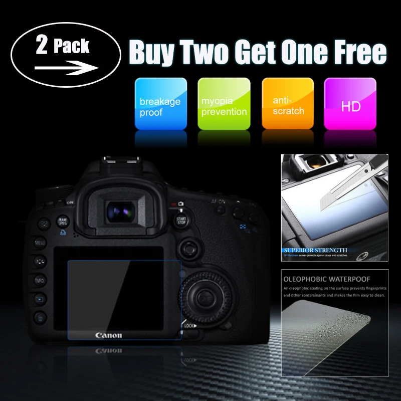 2-Pack Tempered Glass LCD Screen Protector for Sony DSC HX90V HX90 WX500 Camera