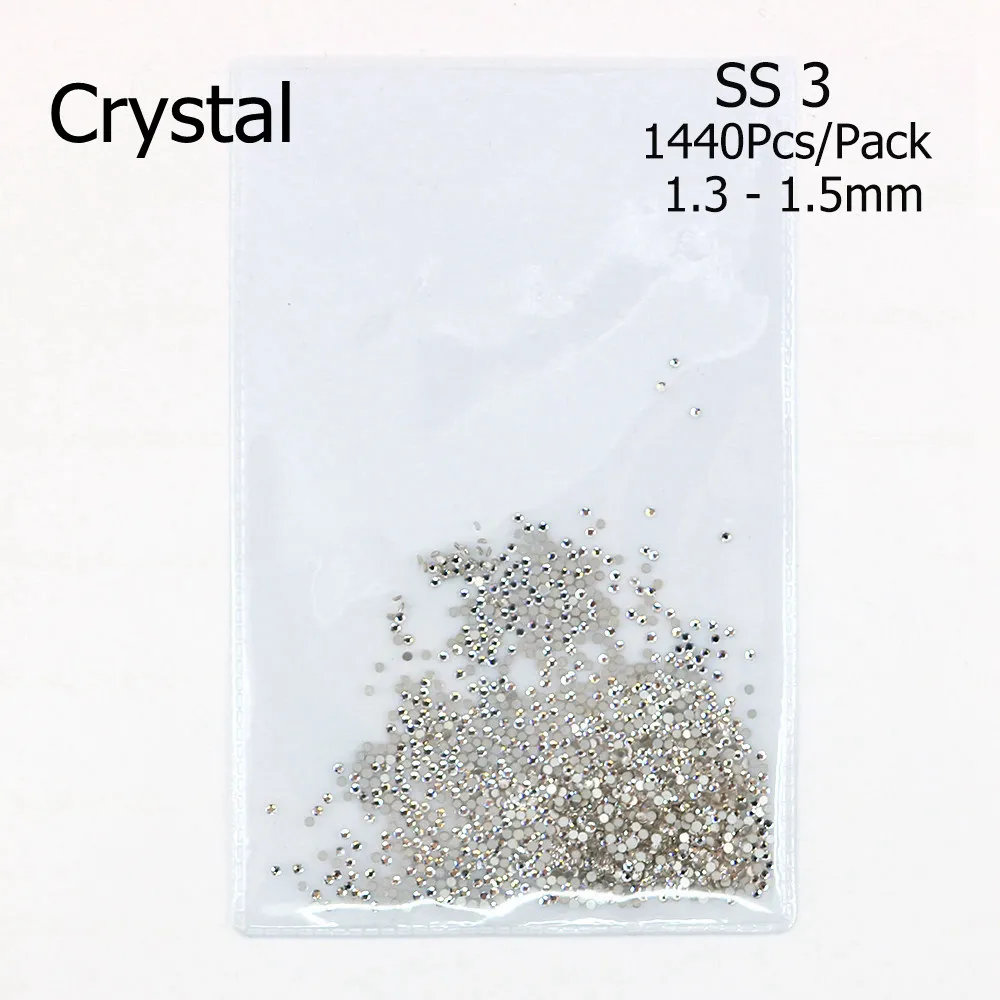 3D кристаллы для ногтей, прозрачные стразы разных размеров, стразы для дизайна ногтей, дизайнерские стразы, камень, украшение для маникюра, 1440 шт/упаковка - Цвет: Crystal SS3