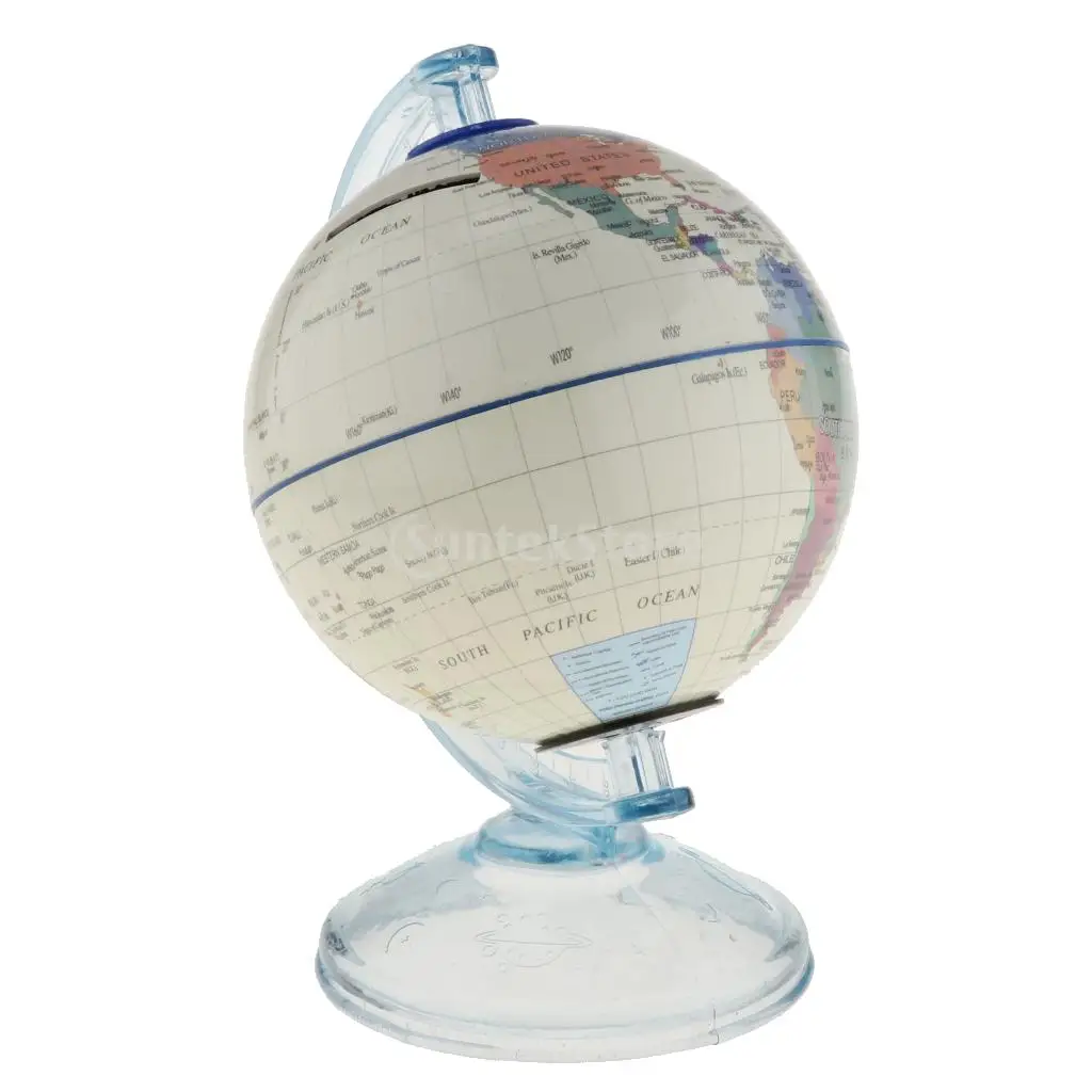 Swivel Spining World Globe Coin Cash Bank Money Box School Educational Teaching Kits Children Leaning Toys	