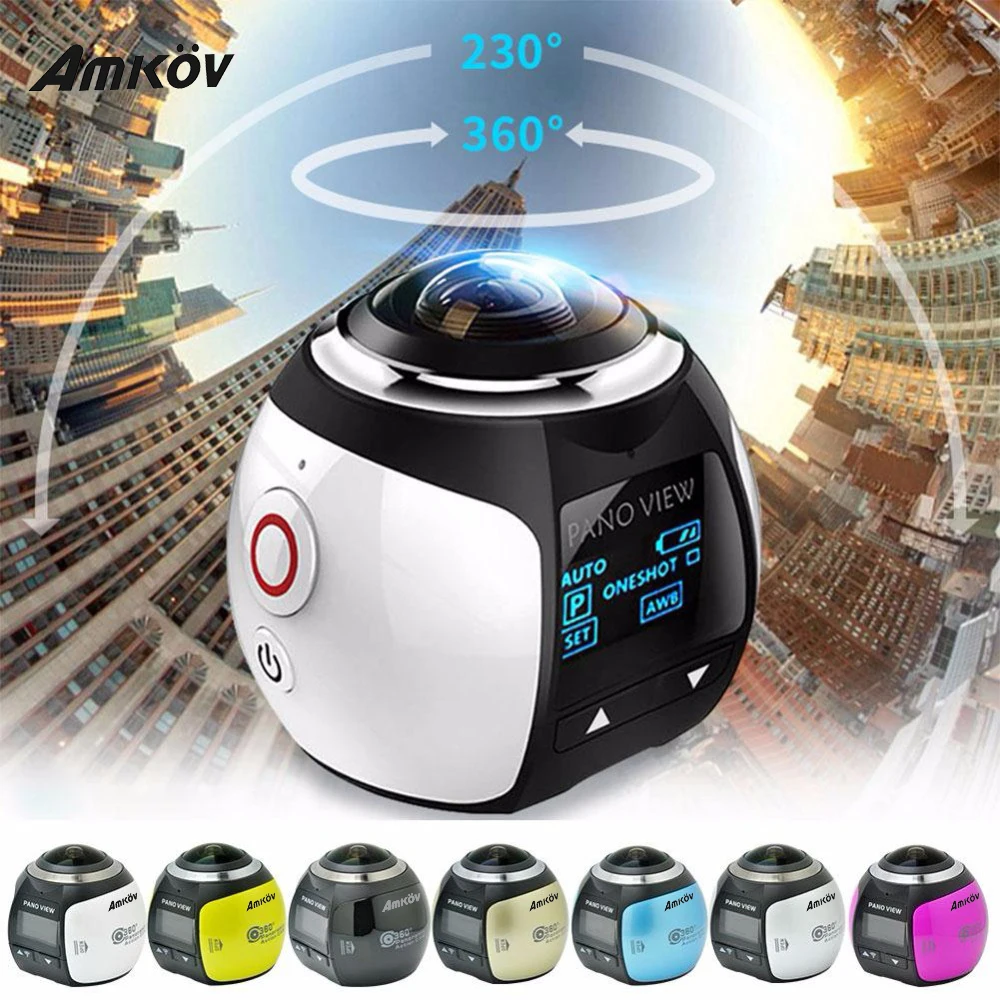  Amkov Mini 360 Video Camera V1 Action Camera Dual Image Stabilization Mini Panorama Camera 360 Degr