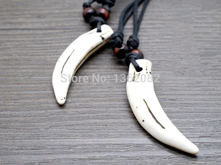Этнический стиль, имитация кости, резное ожерелье из смолы, зуб волка, деревянные бусины, веревка, ожерелье для мальчика, мужской подарок, MN109