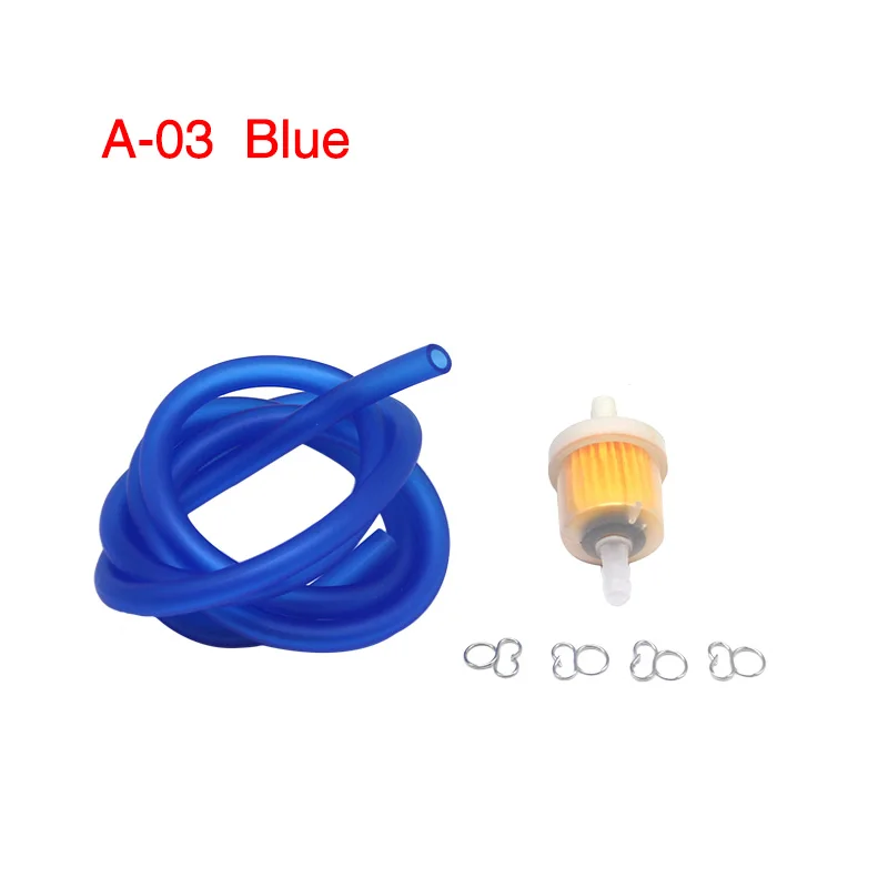 Alconstar цветной 6 мм мотоциклетный газовый топливный фильтр бензиновая труба шланг линия+ 4 зажима для универсального ATV питбайк квадроцикл - Цвет: Синий
