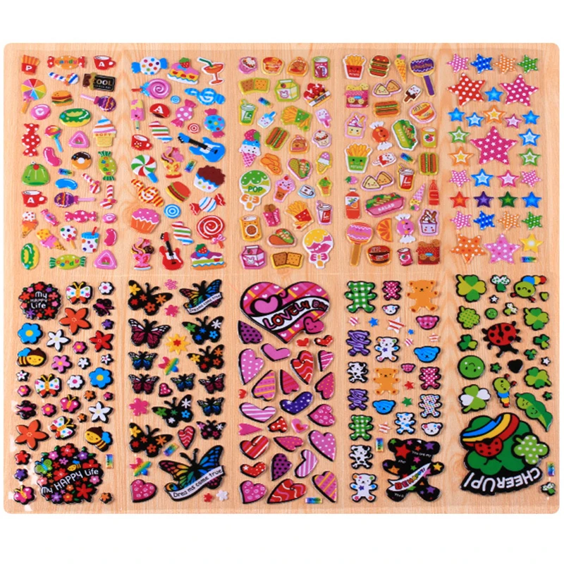 

10Pcs Flower Butterfly DIY Bubble Stickers Cartoon Pegatinas Emoji PVC Sticker Scrapbook