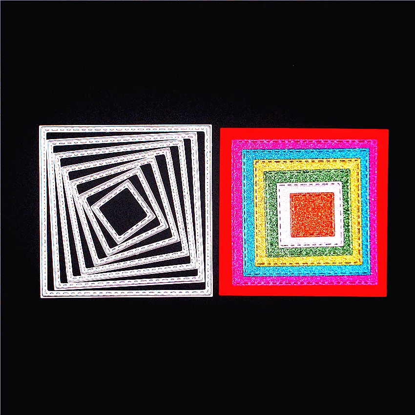 7pcs Square Frames Metal Cutting Dies Stencils for Scrapbooking Invitation Album Paper Cards Decora - 32857323623