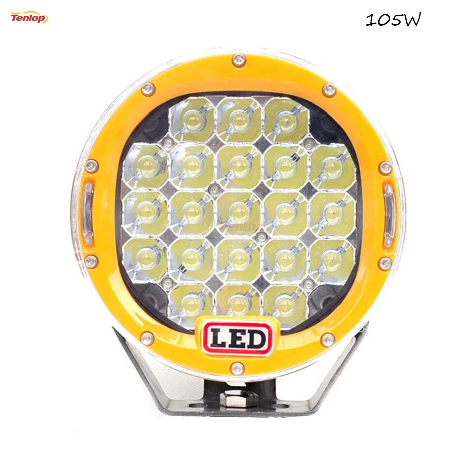 7 Inch Black Red Blue Yellow 105W Round 5W Beam LED Headlight For Offroad Wrangler ATV SUV Hilux 12V 24V