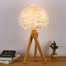 Thrisdar Nordic креативная деревянная настольная лампа с перьями романтическая теплая Свадебная настольная лампа художественная личность спальня прикроватная настольная лампа