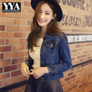 

Demin Jackets Women Coat Female 2019 Autumn New Fashion Brand Casual Solid Cardigans Slim Fit Jeans Clothing Vintage Outwear