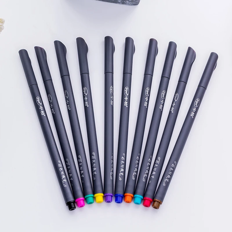 10 Pcs/set 0.38mm Fine Line Drawing Pen For Manga Cartoon Advertising  Design Water Color Pens Stationery Office School Supplies - AliExpress