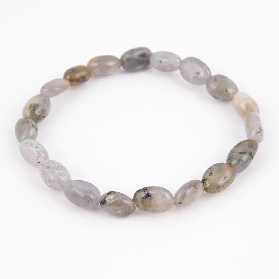 

Natural Gem Stone Irregular Beads Chakra Gray Labradorite stone Bracelets for Women Small Size Reiki Healing Meditation Aura Gif