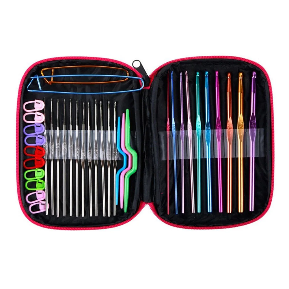 

100Pcs Ergonomic Crochet Hooks Set Knitting Needle Kit with Zipper Organizer Case @LS NO16
