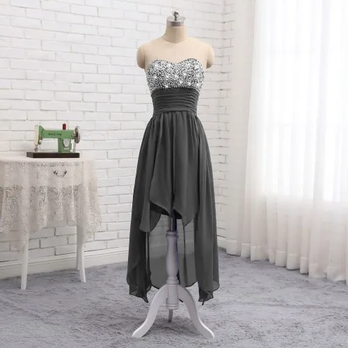 Рубиновые Свадебные Новые Vestido вечернее длинное ТРАПЕЦИЕВИДНОЕ Черное вечернее платье с бретельками сексуальное шифоновое вечернее платье украшенное бусами PW927 - Цвет: Gray