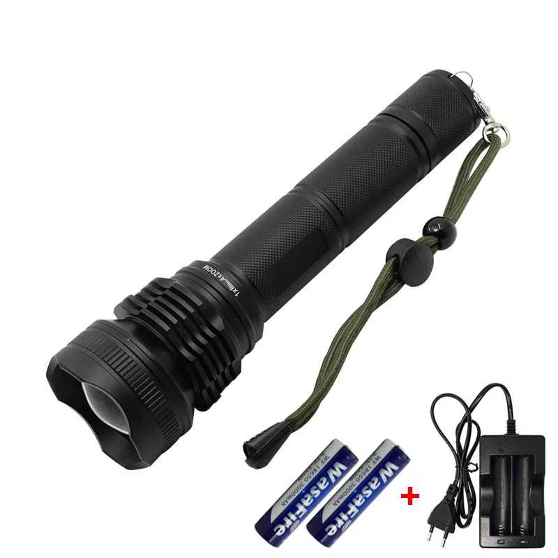 Powerful XHP50 LED Flashlight With 18650 Battery + Charger 5 Modes Tactical Zoom LED Torch Hunting Light Lamp Life Waterproof Powerful XHP50 LED Flashlight With 18650 Battery + Charger 5 Modes Tactical Zoom LED Torch Hunting Light Lamp Life Waterproof