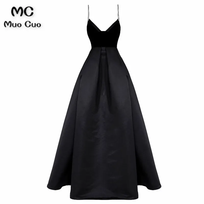 V Neck with Satin Trim, Sleeveless, Thin Straps, Velvet Bodice, A-Line Skirting, Side Slip Pockets, Exposed Back Zip, Silk Duchess, Evening Dress4