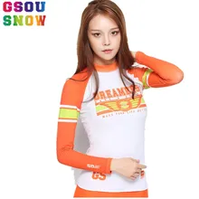 Gsou Snow бренд Пляж серфинга shirts для женщин Верхний элемент Гидрокостюма с длинными рукавами сыпи гидрокуртки эластичность женщин s Surf футболка для дайвинга