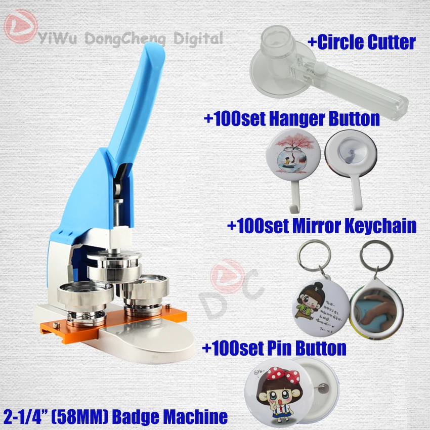 Machine A Fabriquer Des Badges Pro 2 1 4 58mm Avec Coupe Cercle Boutons A Broches Miroir Avec Porte Cles Bouton De Cintre Emballage 58mm Nouveau Aliexpress