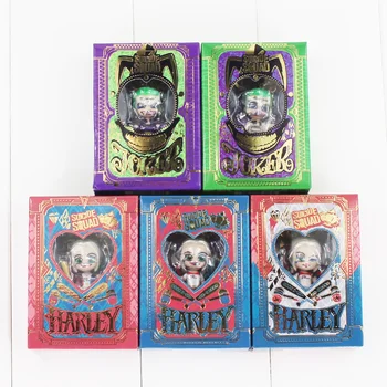 

5pcs/lot Suicide Squad Harley Quinn Joker Pendant Keyring Keychain PVC Action Figure Model Toy Doll 3cm