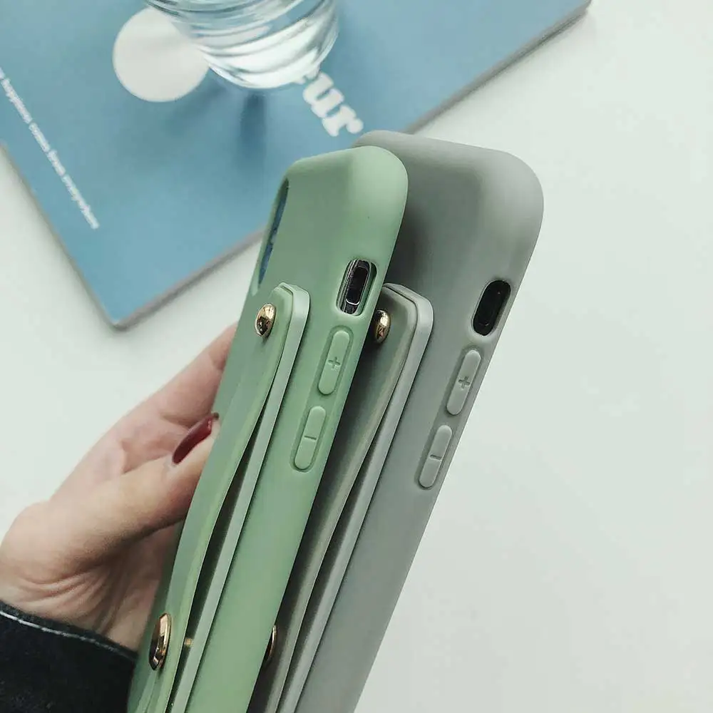 Boucho ремешок на запястье чехол для телефона для iPhone 11 Pro Max 8 7 6 6s Plus X XR XS Max Мягкий ТПУ чехол карамельный цвет крышка с браслетом