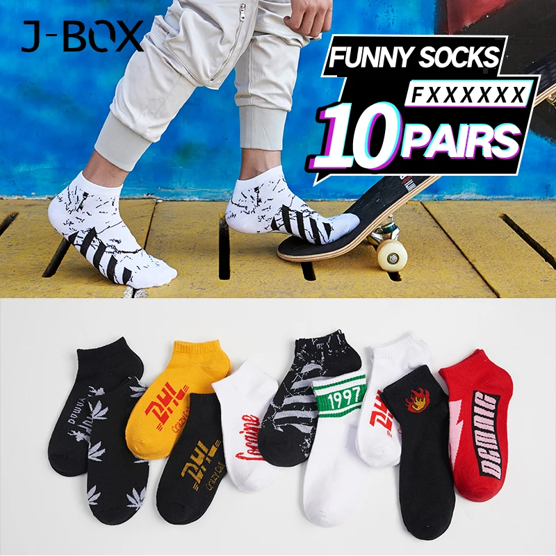  J-BOX 10 пар хлопок счастливые мужские носки.
