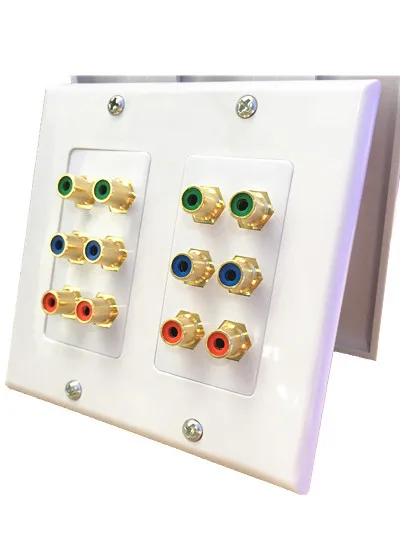12 RCA/PHONO розетка Золотая настенная двойная аудиорозетка лицевая пластина ABS|wall audio