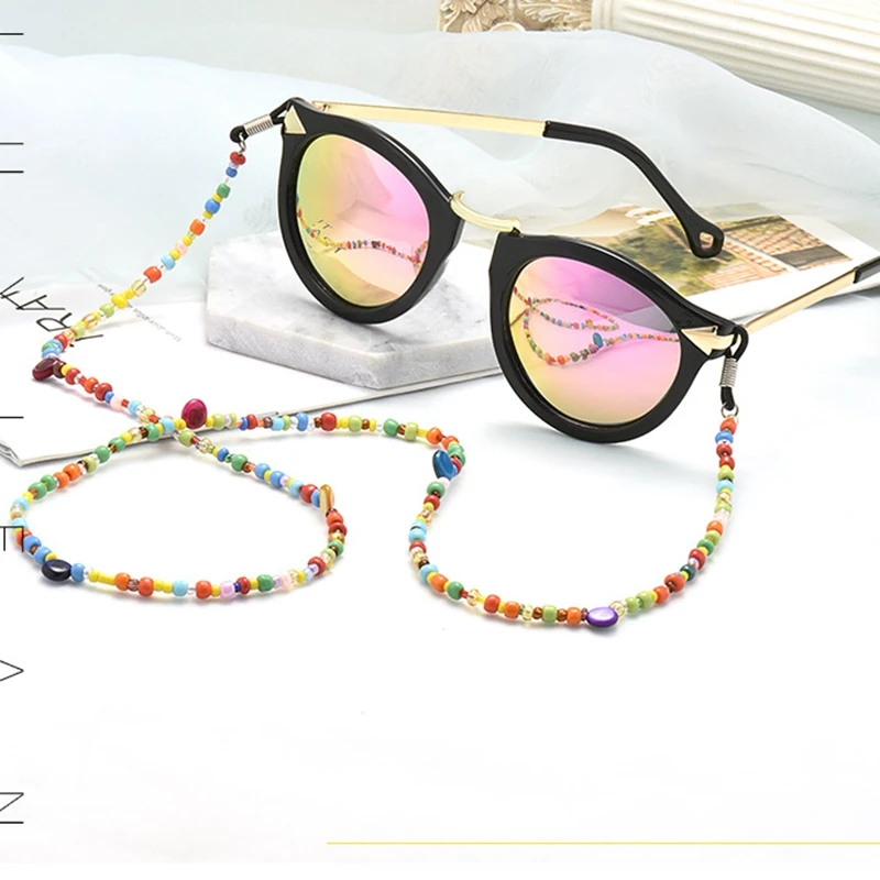 

2020 Fashion Women Colorful Beads Eyeglass Reading Glasses Eyewear Chain Holder Cord Necklace Eyeglass Chain Cord Rope Holder