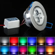 1X LED Ceiling Light RGB Red Blue Green White Warm Recessed Ceiling Lamp AC85-265V Spot Light LED Lighting Wholesale