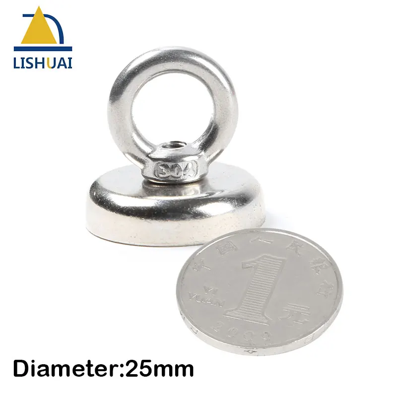 1Pc Dia25Mm Super Forte Magnete Al Neodimio Di Recupero/Salvataggio Magneti Del Pot/Tiro Sollevamento Magneti Mare, Pesca, Caccia Al Tesoro