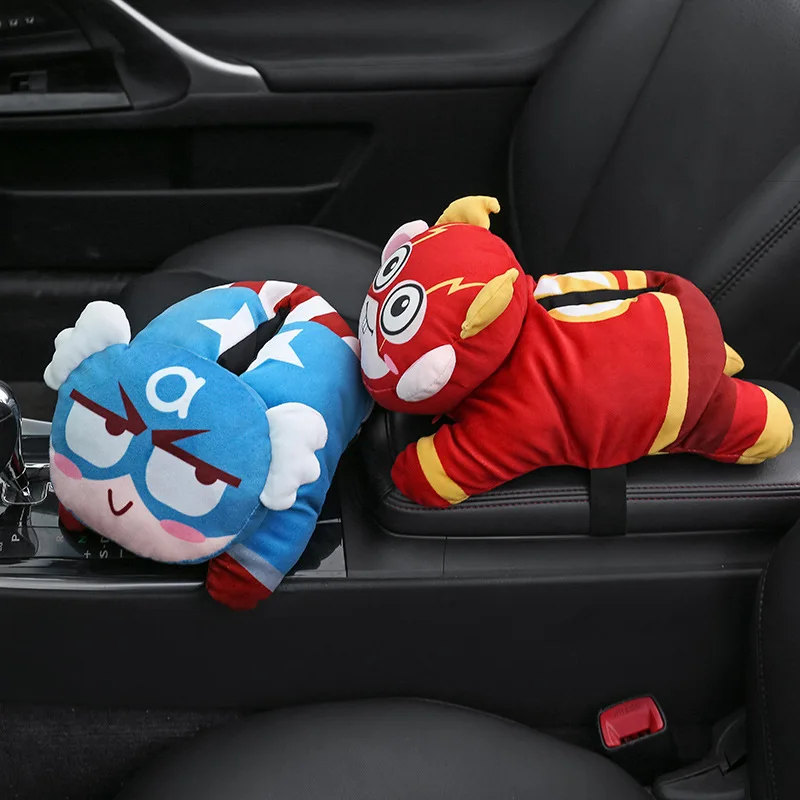 Super Hero Universal Car Armrest Tissue Box Creative Cartoon Cute Tissue Box Holder Car Interior Products Car Accessories