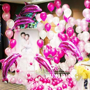Шар костюм для свадьбы 18 шт. 103 см дельфины алюминиевые фильм balloo/200 шт. латексные шары, Свадебная вечеринка расположение - Цвет: NO.2