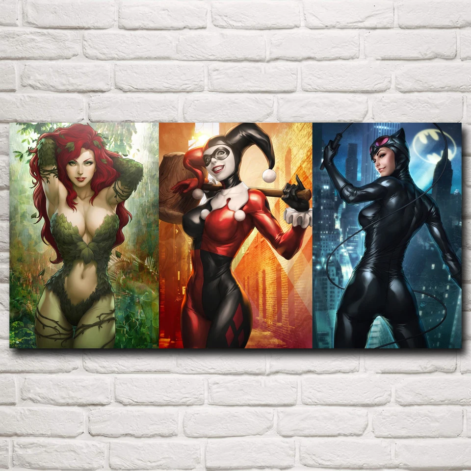 Poison Ivy Harley Quinn Catwoman Superheroes Comic Silk Poster 12x18 20x30 inch