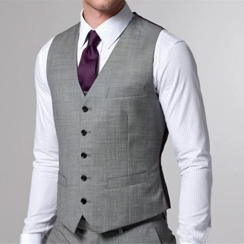Custom Made Grey Wedding Groom Vests Bridegroom Man Waistcoat Formal