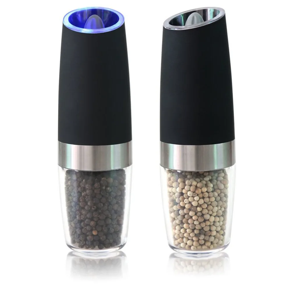 

Electric Gravity Pepper Grinder with LED Light Automatic Salt Mill Muller Battery Powered Kitchen Seasoning Grinding Tool