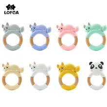 LOFCA シリコーン木製リングキツネパンダ動物の形 Bpa フリー食品グレードおしゃぶりペンダントネックレス DIY チューおもちゃ幼児ギフト(China)