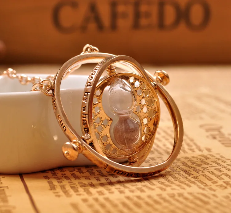 2016 Hot Selling Harry potter necklace time turner necklace hourglass Harry Potter Necklace Hermione Granger Rotating Spins