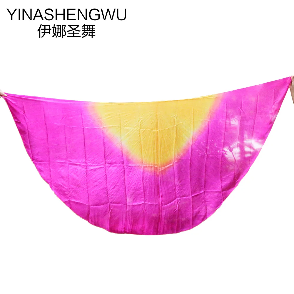 

100% Silk Veils Belly Dance Practice Performance Silk semicircle Veils orange fuchsia