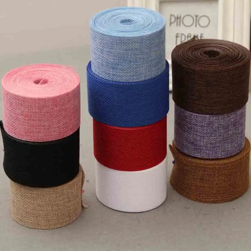 

10Meter/lot 5cm Burlap Hessian Ribbons Jute Rolls Lace rustic Ribbon for DIY Vintage wedding Decoration gift wrap Ornament Party