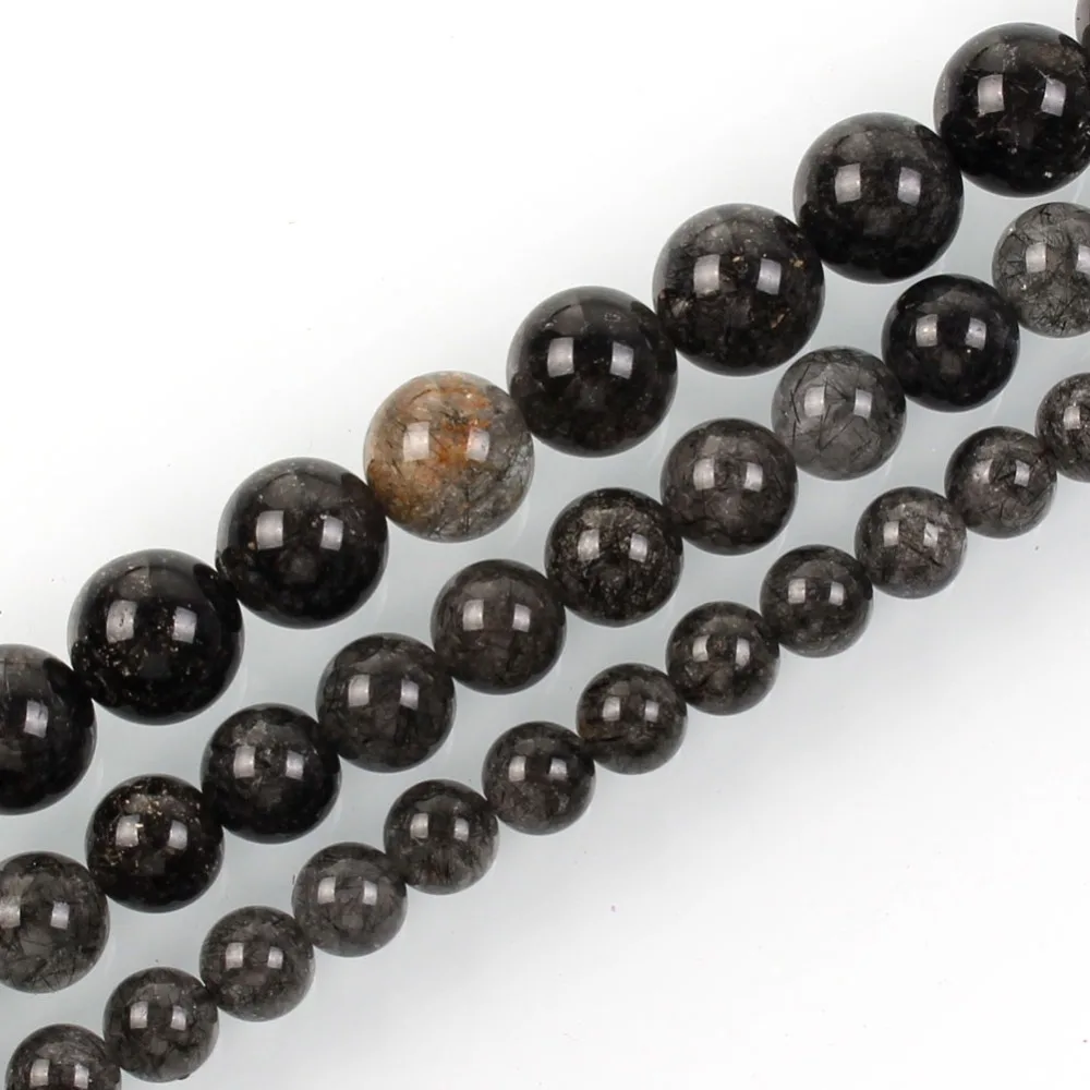 

Natural Stone Beads Black Rutilated Black Hair Quartz Beads Loose Beads For Jewelry Making Beaded Bracelet Material 6-10mm