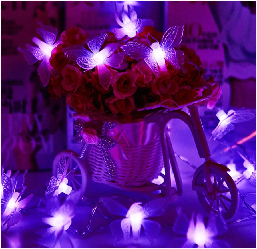 Бабочка светодиодные гирлянды водонепроницаемые на батарейках Праздничные рождественские гирлянды Новогодняя гирлянда Свадебные украшения дома лампа