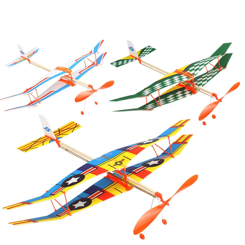 DIY Hand Throw Flying Glider Planes Elastic Rubber Band Powered Flying Airplane Plane Glider