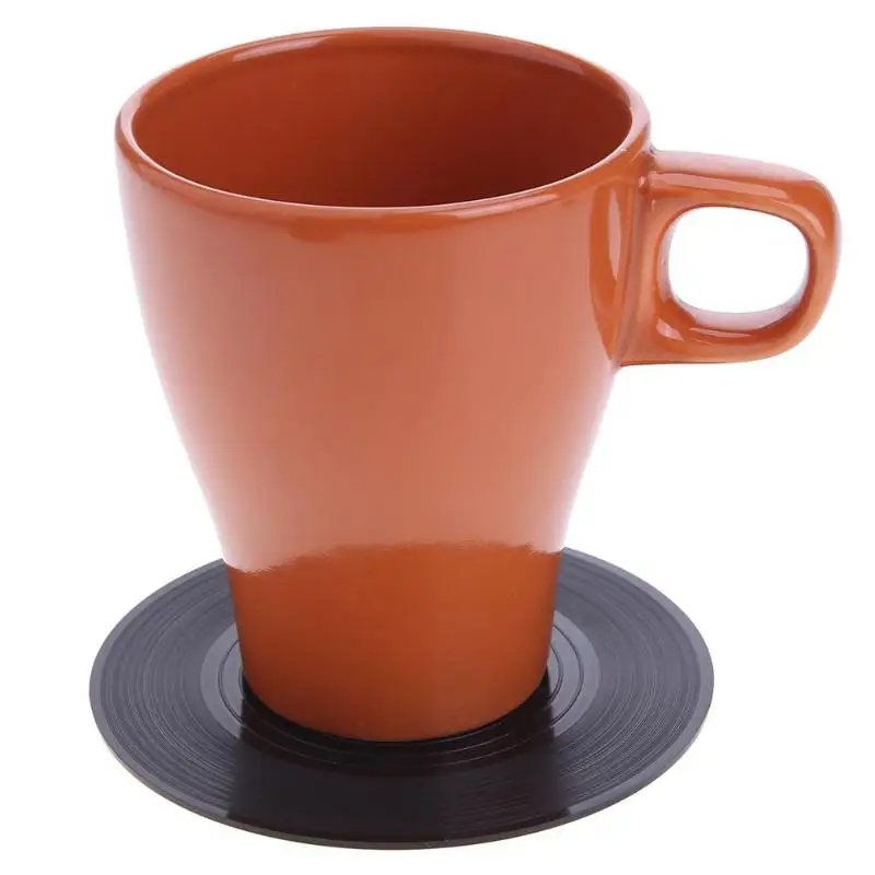 6 قطعة الجدول كوب حصيرة الإبداعية ديكور القهوة شرب تحديد الموقع الغزل الرجعية الفينيل مكافحة زلة مقاومة للحرارة CD سجل المشروبات الوقايات