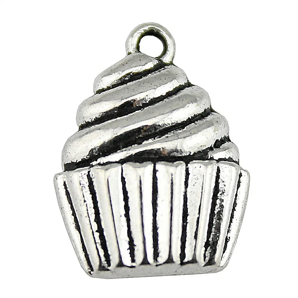 8pcs Charm Cupcake Cupcake Pendant Charms For Jewelry Making Antique Silver Cupcake Charms
