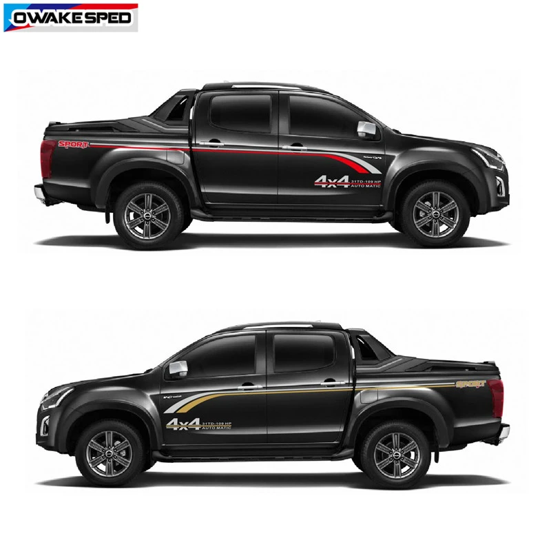 Спортивные полосы Автомобильная наклейка для ISUZU D MAX пикап багажник кузов талии
