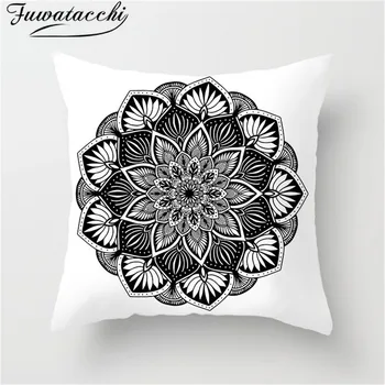

Fuwatacchi Nordic Style Mandala Pattern Cushion Cover Black and White Pattern Throw Pillow Cover Floeral Floral Pillowcases