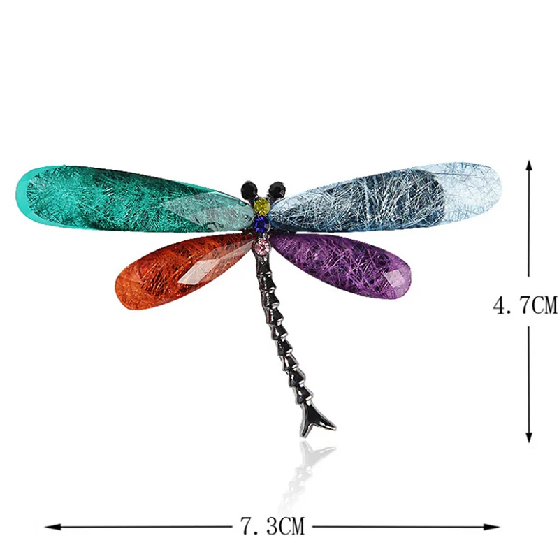 Модные Винтажные броши в виде стрекозы с кристаллами для женщин, брошь в виде большого насекомого на булавке, Аксессуары для платья и пальто, милые ювелирные изделия