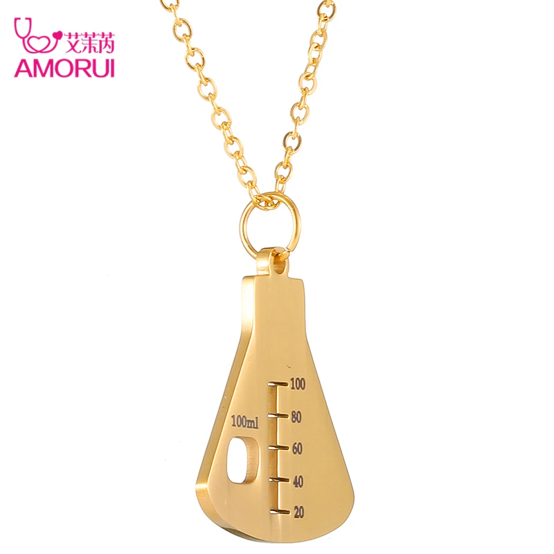AMORUI Medical Container Collier Femme Necklace Stainless Steel Gold Silver Nurse Necklaces Collares for Women Jewelry Chocker