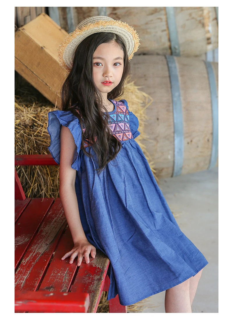 new summer style 2018 petal sleeve cotton kids dress baby princess dresses for girls children's clothing infant dress girl tops (2)