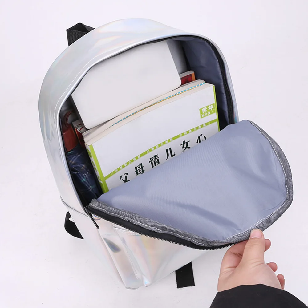 Mochila holográfica Pop de cadera callejera para mujer, Mochila con holograma láser, Mochila De Cuero PU, Mochila femenina brillante para volver a la escuela